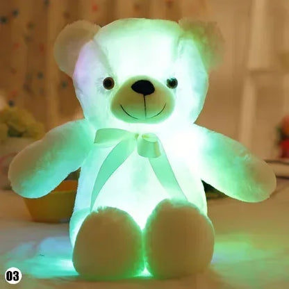 30cm Cute Bear Animals Toy Creative Light Up LED Colorful Glowing Kawaii Bear Christmas Gift for Kids Photography Accessories