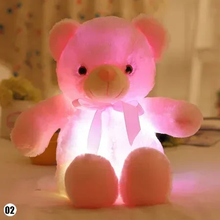 30cm Cute Bear Animals Toy Creative Light Up LED Colorful Glowing Kawaii Bear Christmas Gift for Kids Photography Accessories