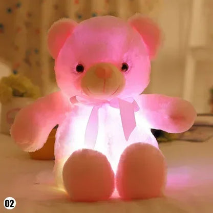 30cm Cute Bear Animals Toy Creative Light Up LED Colorful Glowing Kawaii Bear Christmas Gift for Kids Photography Accessories