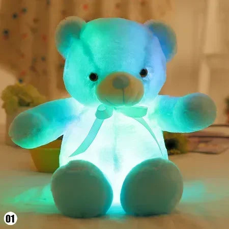 30cm Cute Bear Animals Toy Creative Light Up LED Colorful Glowing Kawaii Bear Christmas Gift for Kids Photography Accessories