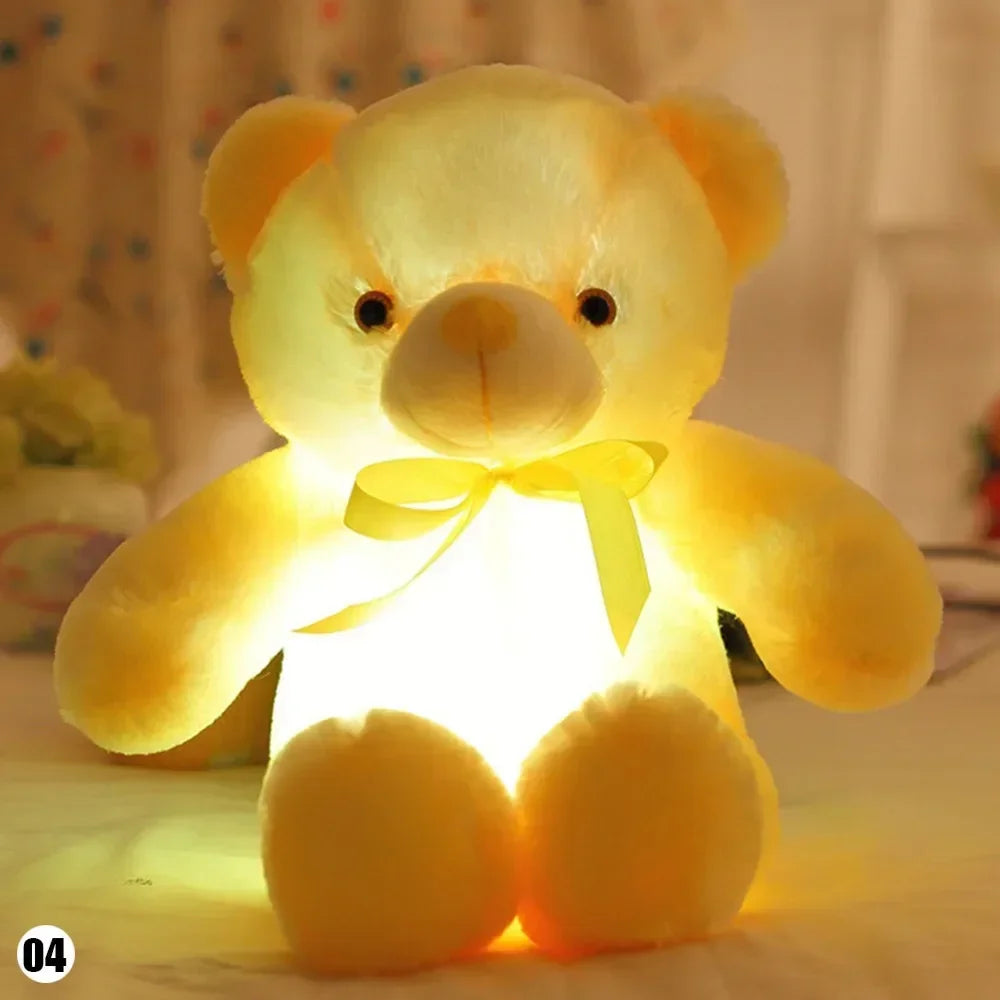 30cm Cute Bear Animals Toy Creative Light Up LED Colorful Glowing Kawaii Bear Christmas Gift for Kids Photography Accessories