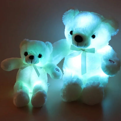 30cm Cute Bear Animals Toy Creative Light Up LED Colorful Glowing Kawaii Bear Christmas Gift for Kids Photography Accessories
