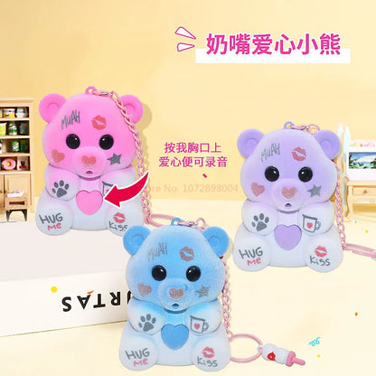 New Cocoloti Pacifier Recording Caring Bear Will Record Glow Cute Plush Blind Box Toy Keychain Pendant Girl'S Valentine Day Gift