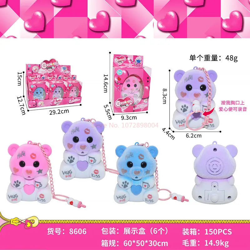 New Cocoloti Pacifier Recording Caring Bear Will Record Glow Cute Plush Blind Box Toy Keychain Pendant Girl'S Valentine Day Gift