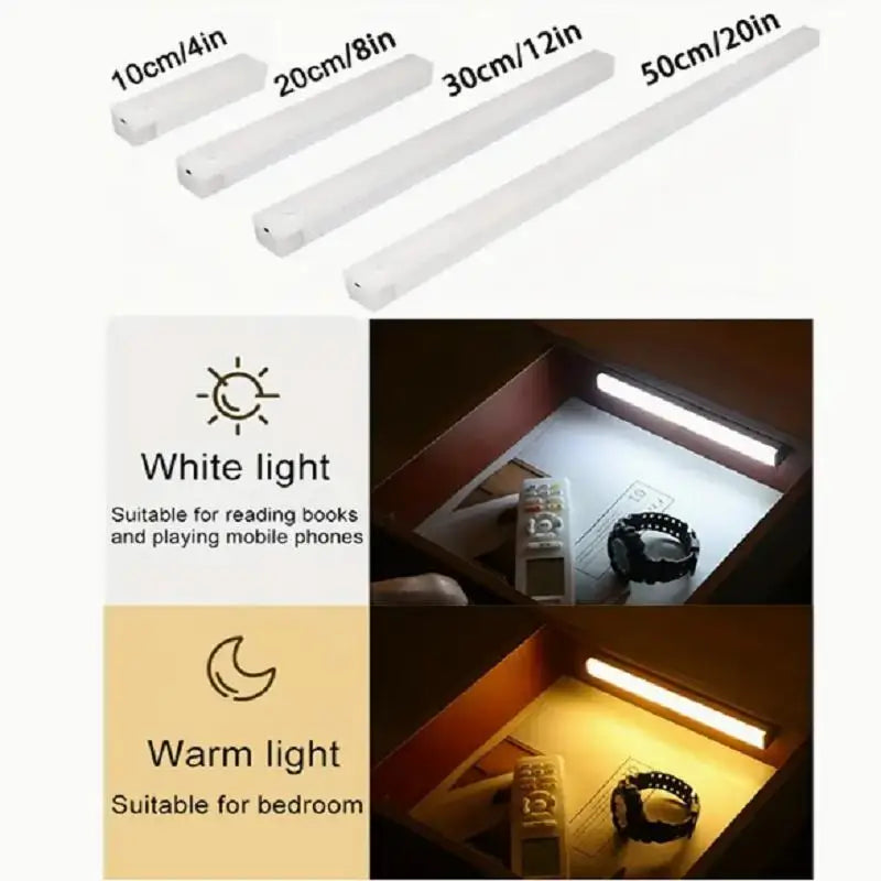 Wireless motion-sensor LED light bar, rechargeable magnetic night light corridor kitchen cabinet stairs hallway wardrobe