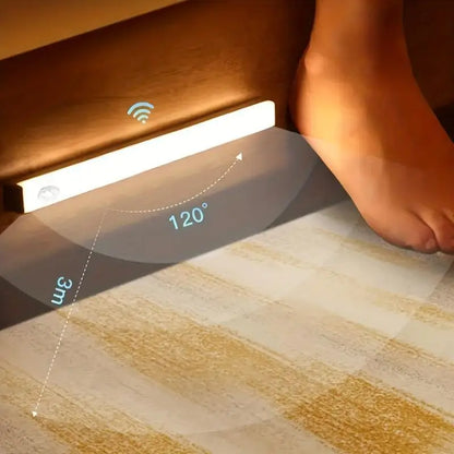 Wireless motion-sensor LED light bar, rechargeable magnetic night light corridor kitchen cabinet stairs hallway wardrobe