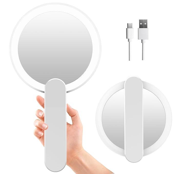 Travel Makeup Mirror with Light Vanity Light + FREE Doll Face Changing Keycain